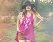 Sea Song Dreamcatcher Screenprinted Hi Lo Pink Tank Top