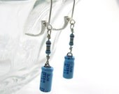 SALE Lucky Capacitor and Resistor Earrings -- Blue Electronic Components