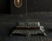 Victorian Metal Stamp Trinket Box- Rustic Edwardian Jewelry Casket