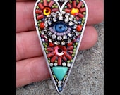 Large Eye Heart Pendant (blue)