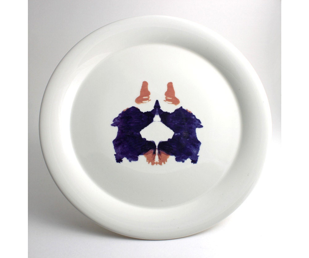 Rorschach Test - Psychiatrist Ink Blot Plate in Black, Red and White