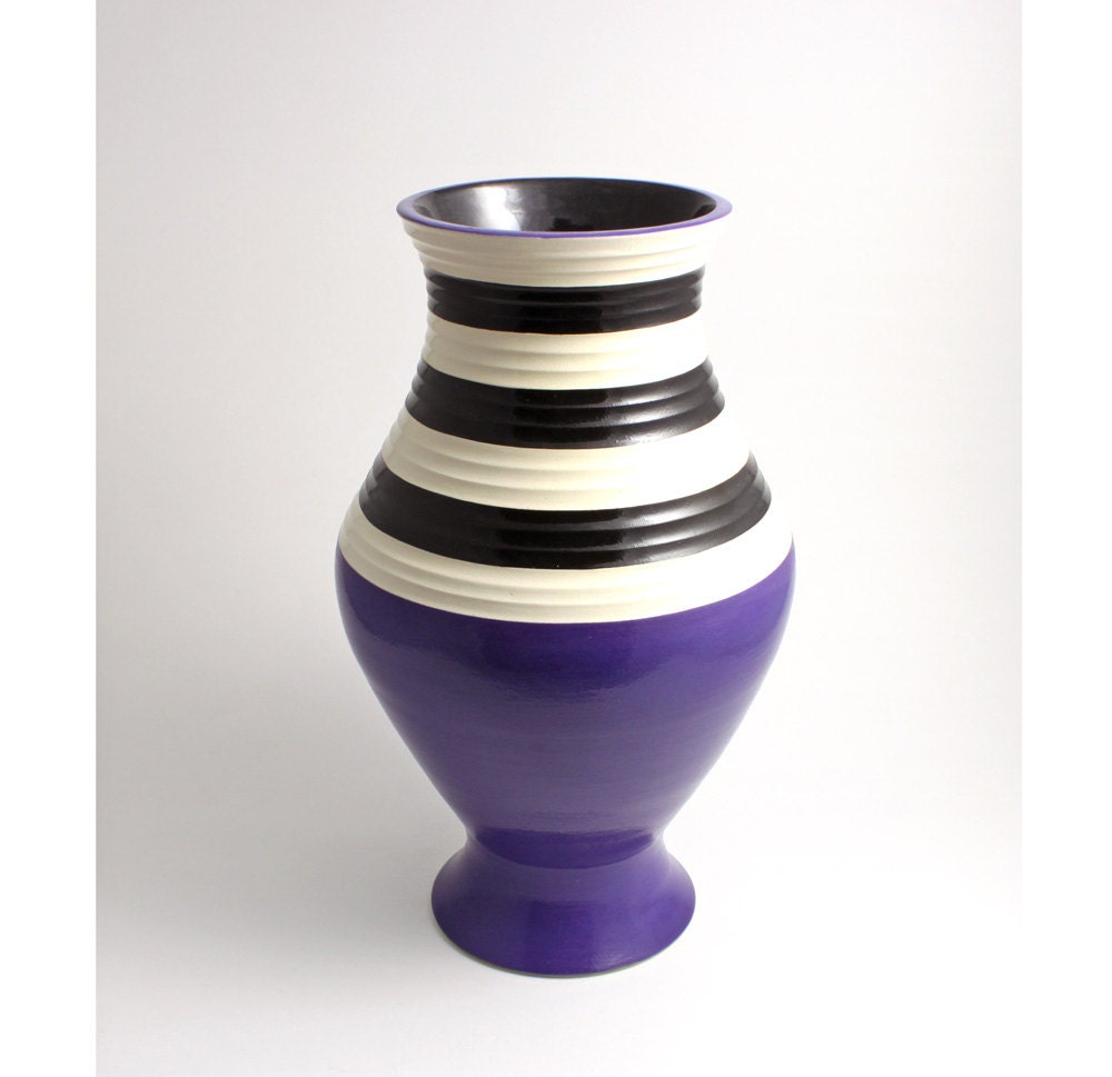Beetlejuice Purple, Black and White Stripe Vase