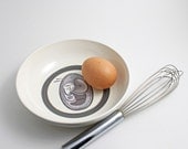 Egg Anatomy Illustration Bowl White with Grey Stripe