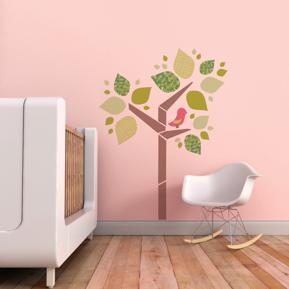 Children Wall Decal, Children Decor for Baby Nursery, Kids and Children Rooms. Tree and Birdie Children Wall Decal