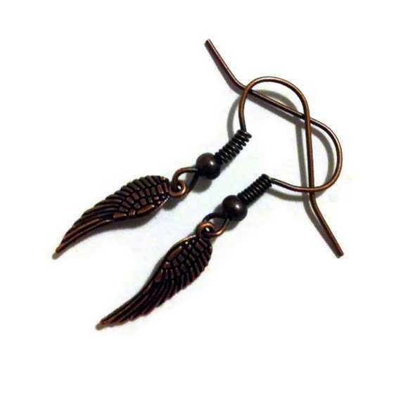 Tiny Copper Wing Earrings