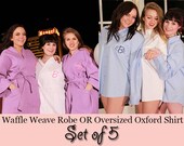 10% off Set of 5 Personalized Robes or Oxford Shirts / Bridesmaid gift / wedding robe / wedding gift