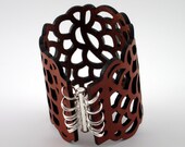 Laser Cut Leather Bracelet, S to M Size - Organic Cell Series
