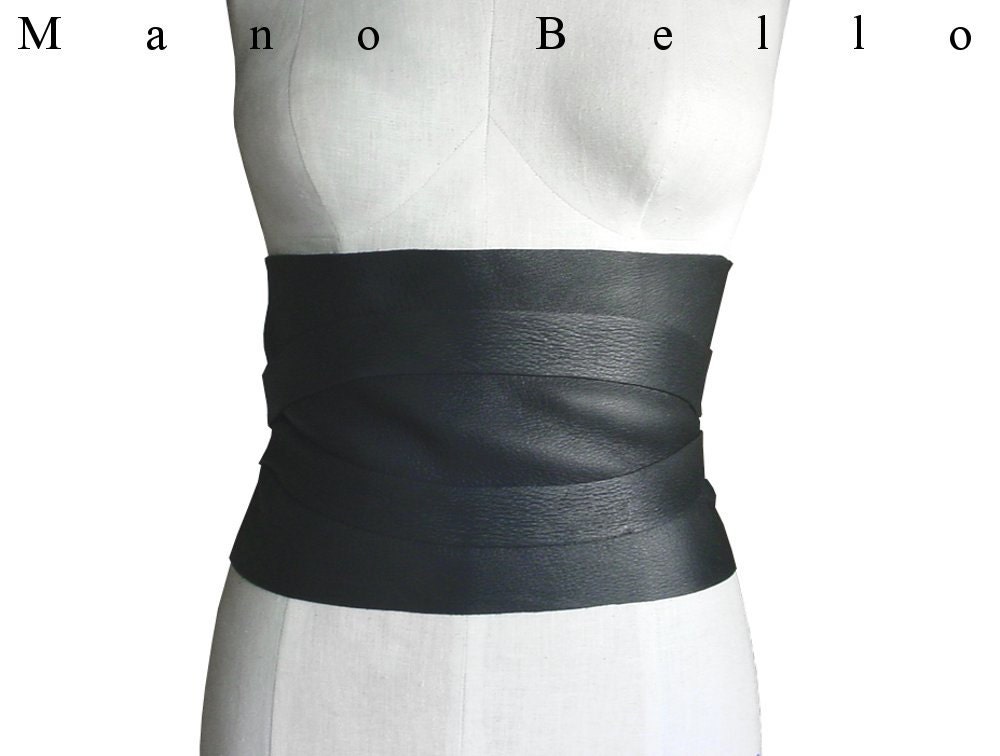 Wide Leather Obi Belt, Black, Brown or Tan, Underbust Corset Belt 26 - 36 waists Small - Medium - Large custom order