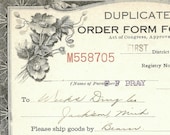 Original Heroin Opium Antique 1917 Coca Doctor's Federal Narcotic Order Form Pharmacy History Channel Jackson MI DEA