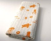Organic Baby - Organic Cotton Burp Cloths - Ocean Creatures - Sea Life - Set of Two - Eco Friendly