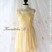 Baroque Pastel Floral Dress - Pastel Floral Pattern Organza Top Yellow Color Party Bridesmaid Graduation Dress