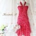 Princess Jasmine II - Gorgeous Party Cocktail Wedding Bridesmaid Night Lace Dress Bright Burgundy Halter Style Jasmine Collection