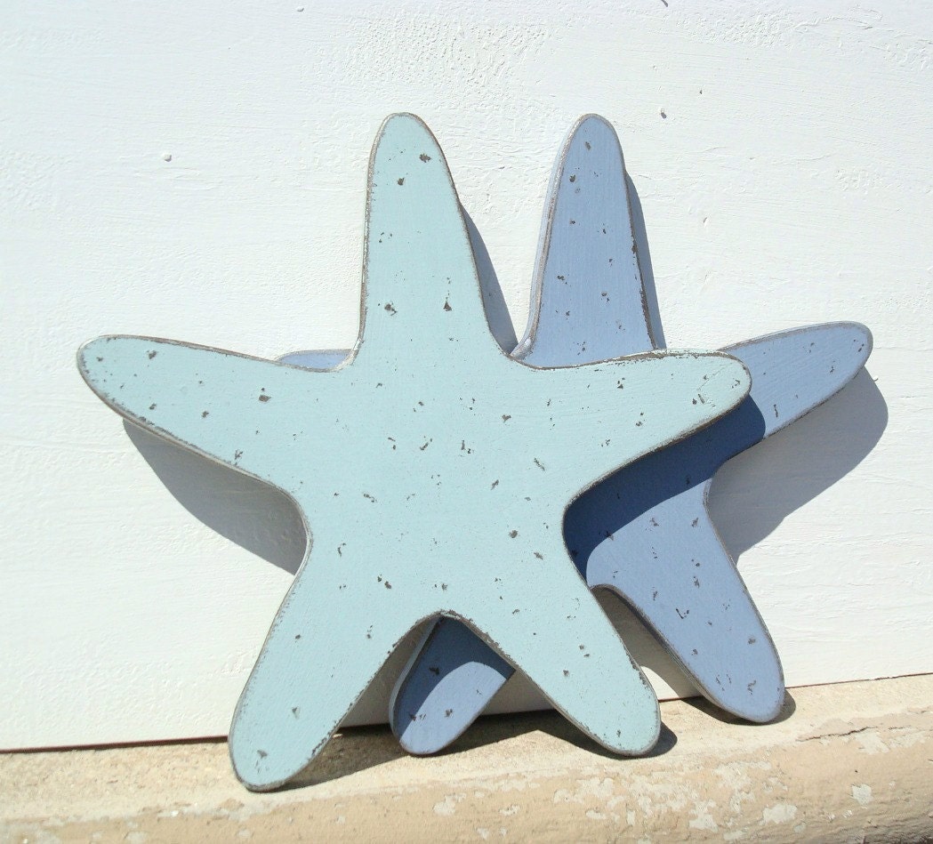 wood starfish country blue nautical wood wall art