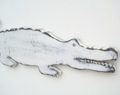 crocodile or alligator nautical wood wall art white and black