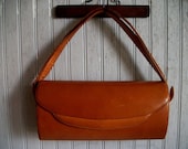 NETTIE ROSENSTEIN Fine Leather Cognac Colored Hardcase Handbag