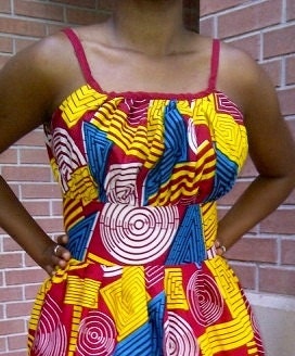 African Print Pleated Sun Dress