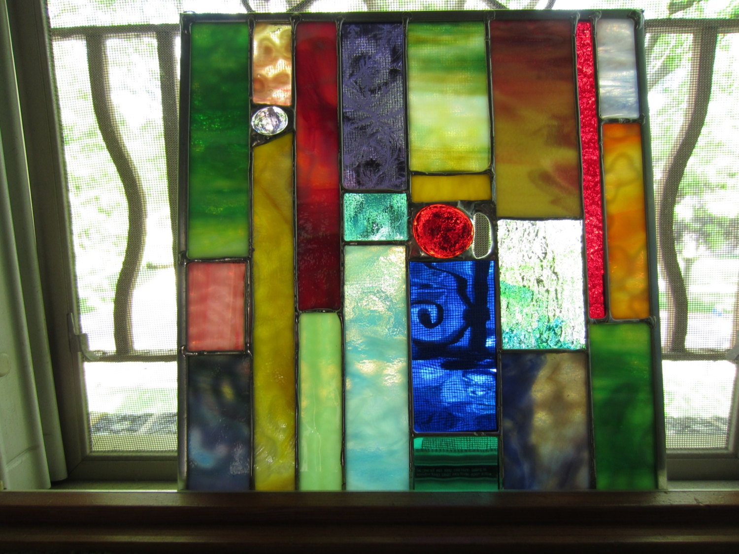 Under 100 Dollars Stained Glass Suncatcher AVAILABLE NOW with Stunning Glass and glass gems