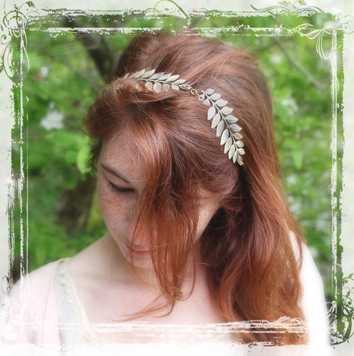 Grecian Inspired Leaf Hair Jewelry - Goddess - Wedding Accessories Head Piece - Bronze Tone Headband - Crown - Summer Fall
