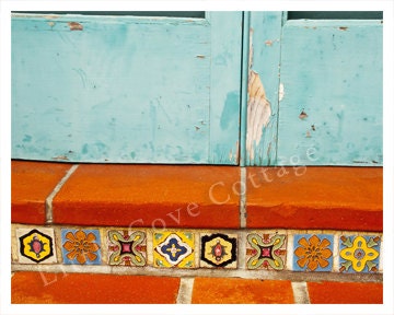 Malibu - Fine Photography - Seaside, Malibu Tile, Beach House, Turquoise Cottage Style  8x10