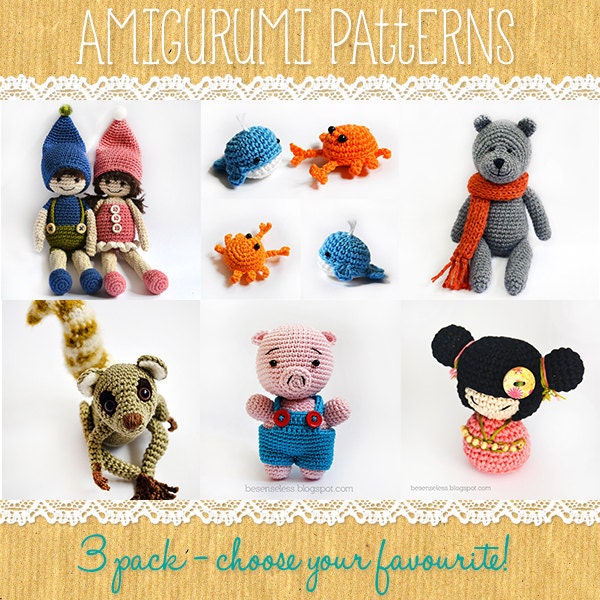 3 pack - amigurumi patterns