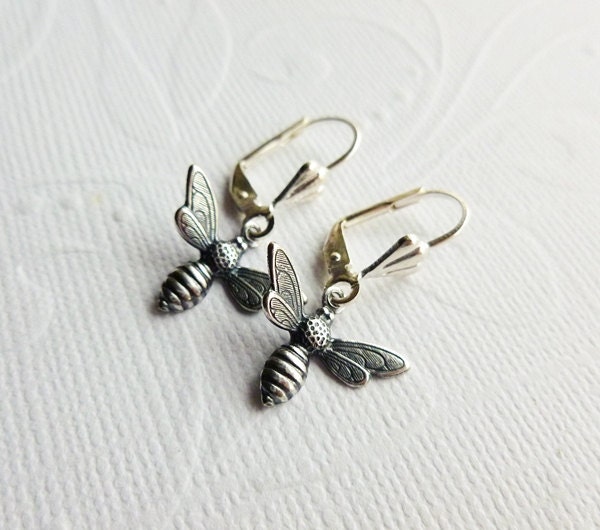 Honey Bee Earrings - Silver