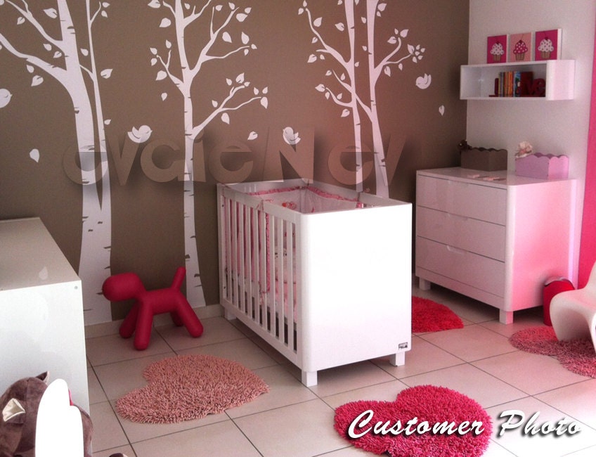 Tree Wall Decal Wall Sticker Birch  - Birch Tree Grove with Bonus FREE Birds Wall Decals - TRBR020R