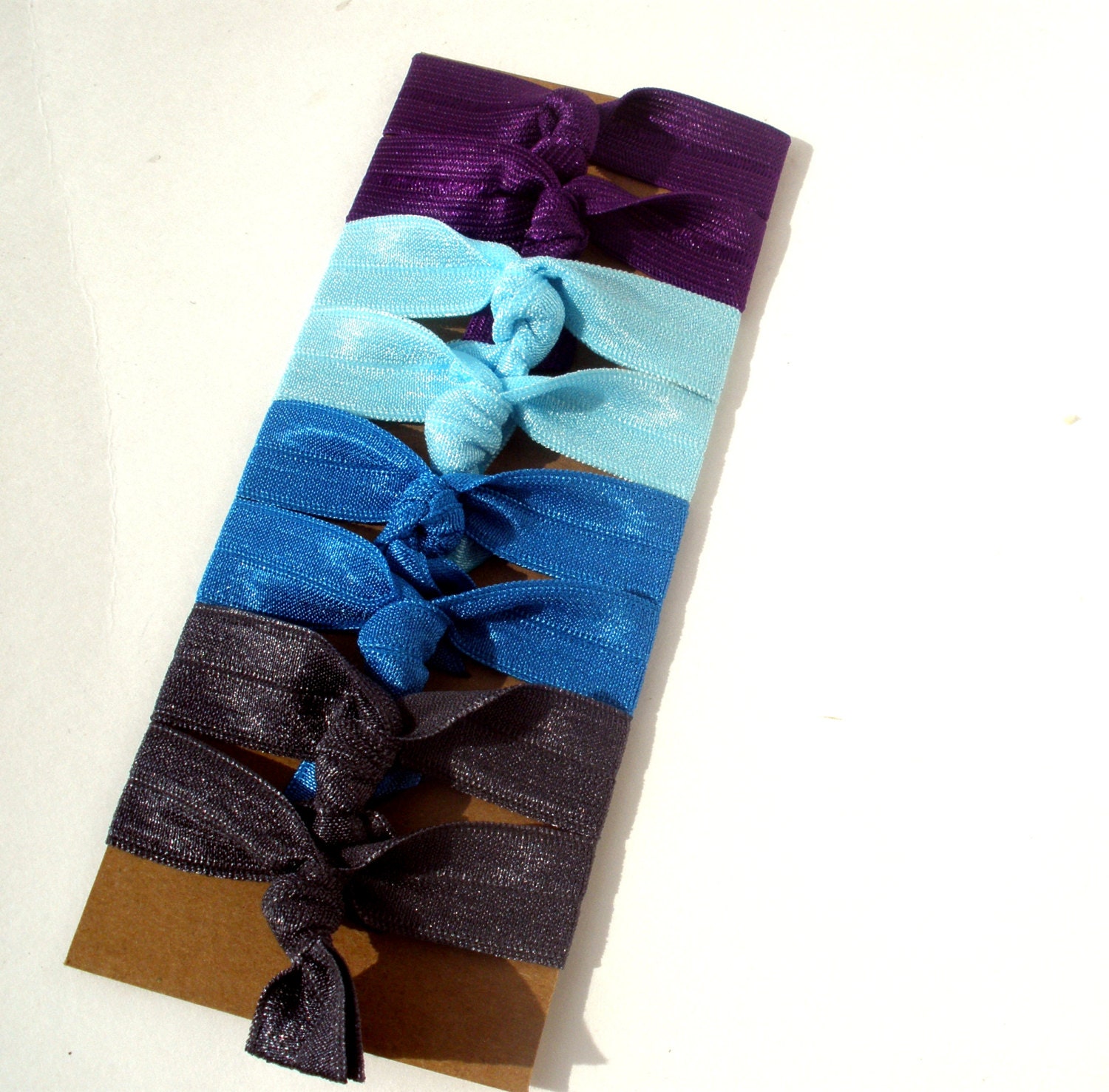 Hair Ties - Bloom & Bling Bands - Peacock (Set of 8) Hair Ties - Purple, Turquoise, Blue, Grey