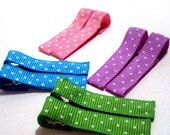 Girls Boutique Hair Bows - Spring Dots Bitty Clips (Set of 8) - Pink, Blue, Green, Purple, Spring, Dots, Hair Barrette