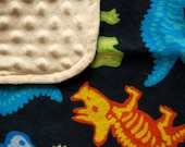 Dinosaur baby boy blanket with minky -- Paleontologist