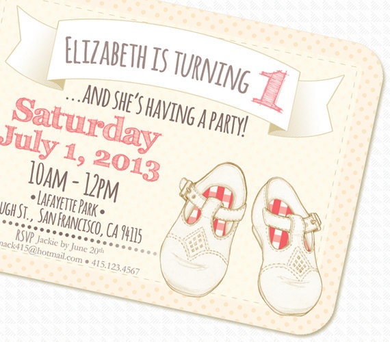 Mary Jane Vintage Shoes PRINTABLE Birthday Invitation