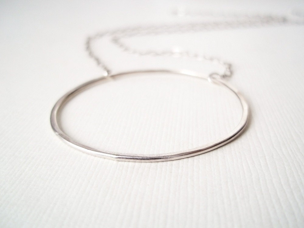 Big Circle Necklace. Sterling Silver Circle Necklace. Modern Jewelry