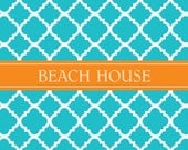Set of 4 Personalized Placemats- Your Choice of 2 Colors- Quatrefoil
