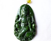 green jade buddha necklace - eastern, rustic, bohemian, ethnic buddha necklace