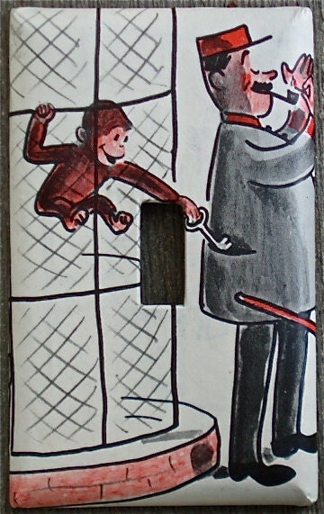 Curious George Light Switch Plate / recycled / upcycled / easy to clean