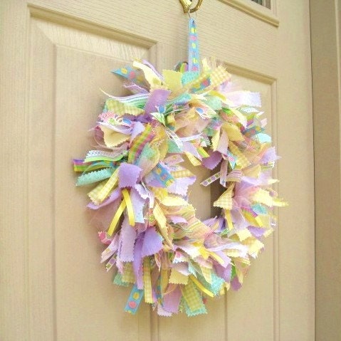 Easter Wreath - Easter Decoration - Fabric Wreath - Ribbon Wreath - Easter Decor - Spring Wreath