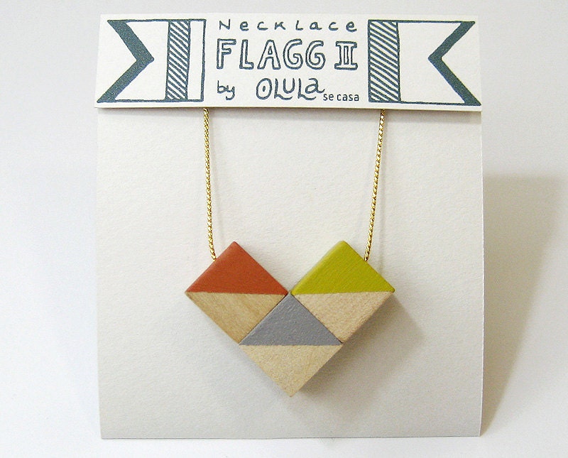 Wood Geometric Necklace FLAGG II