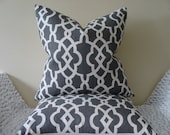Schumacher Summer Palace Fret in Smoke - 20" x 20" Decorative Designer Pillow Covers