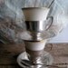 Pair of Art Deco Sterling Silver and Porcelain 1930's Espresso /Coffee Cups