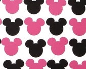 100 Black Pink Minnie Mickey Mouse punch die cut cutout confetti scrapbook embellishments - No236