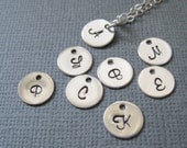 Add a custom sterling silver letter charm, Personalized hand stamped inital charm, sterling silver charm