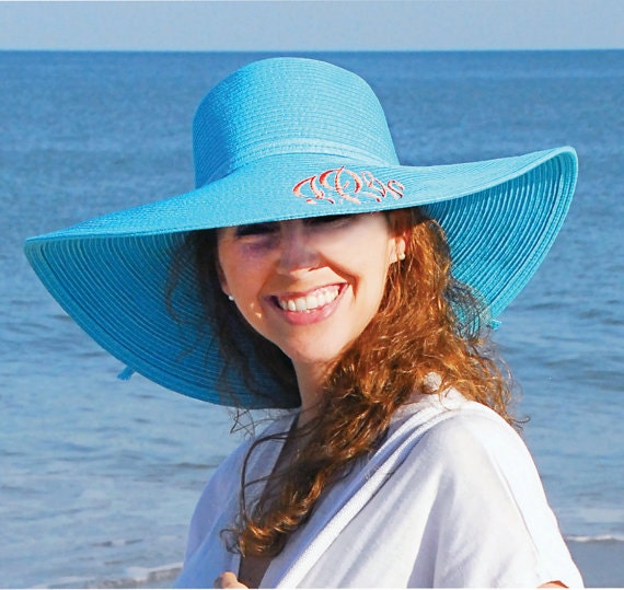 PERSONALIZED Straw Floppy Hat - Wide Brimmed - Beach Summer Pool - Bridesmaid Gifts