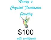 100 Dollar Gift Certificate, Christmas Gift, Last Minute Gift, Jewelry Gift