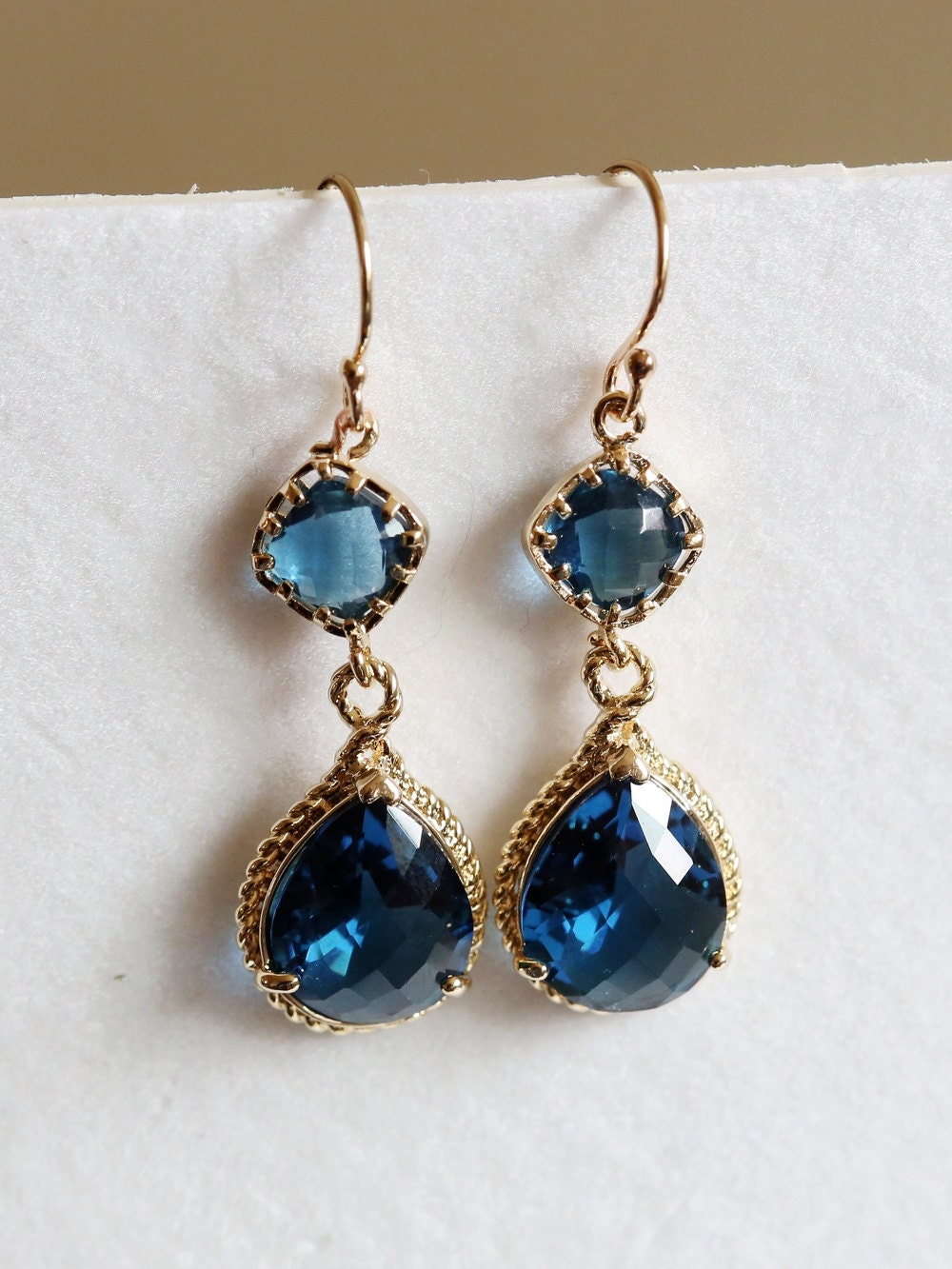 bridesmaid jewelry sapphire blue gold drop earrings wedding bridal wedding dangle earrings bridal jewelry bridesmaid gift