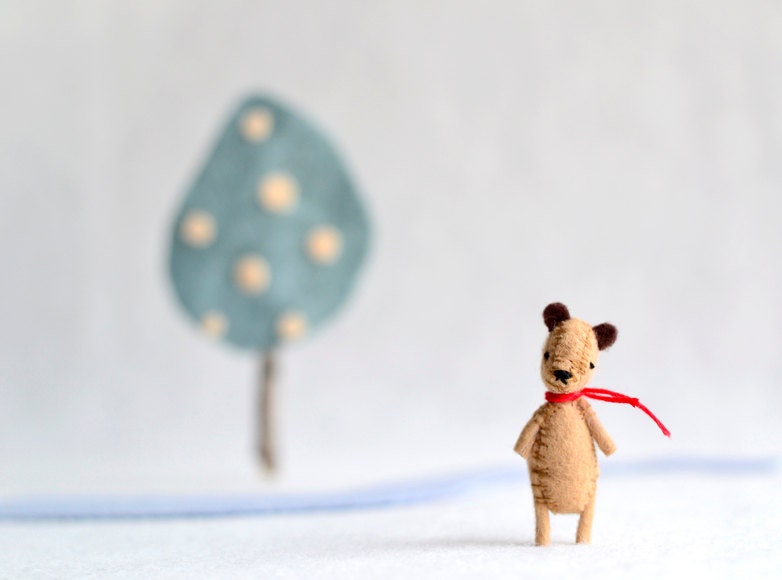 honey bear - wool felt miniature bear by royalmint