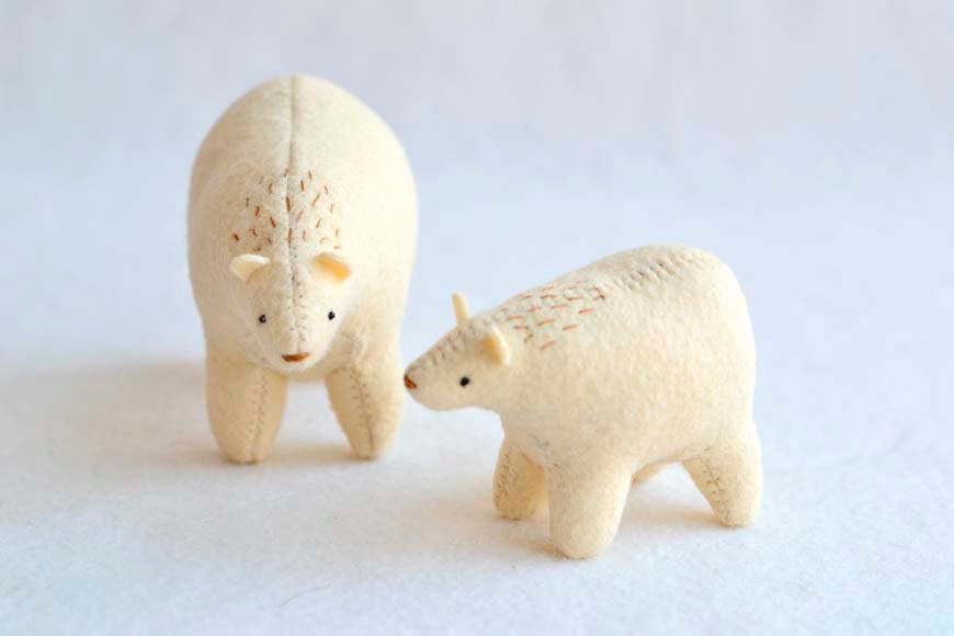 big spirit bear - mama and baby - soft sculpture animal