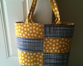 Large tote - navy and yellow