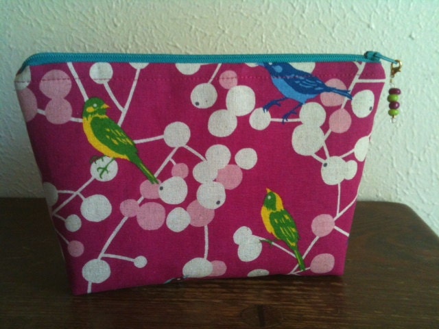 Makeup/toiletry pouch -- Echino Cherries in Pink