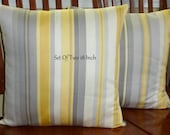 Grey and Yellow Pillow Set 18"x18" Decorative Pillow Covers Waverly Throw Pillows