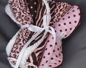 Chocolate/Pink Darling Combo, Contoured Girl Burp Cloths, Set of 5