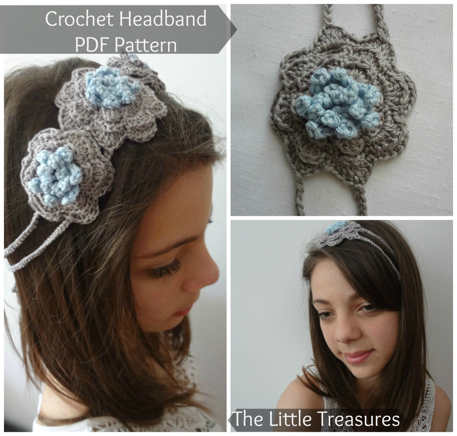 PDF Crochet Pattern -Crocheted Flower Headband - crocheted headpiece - instant download - sell what you make